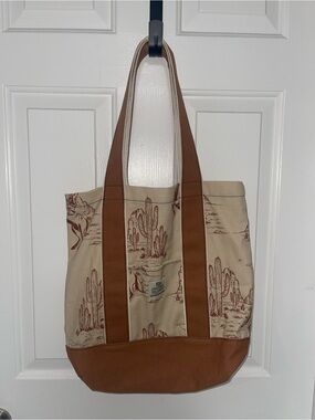 BDG Beige Western Cowboy Print Canvas Tote